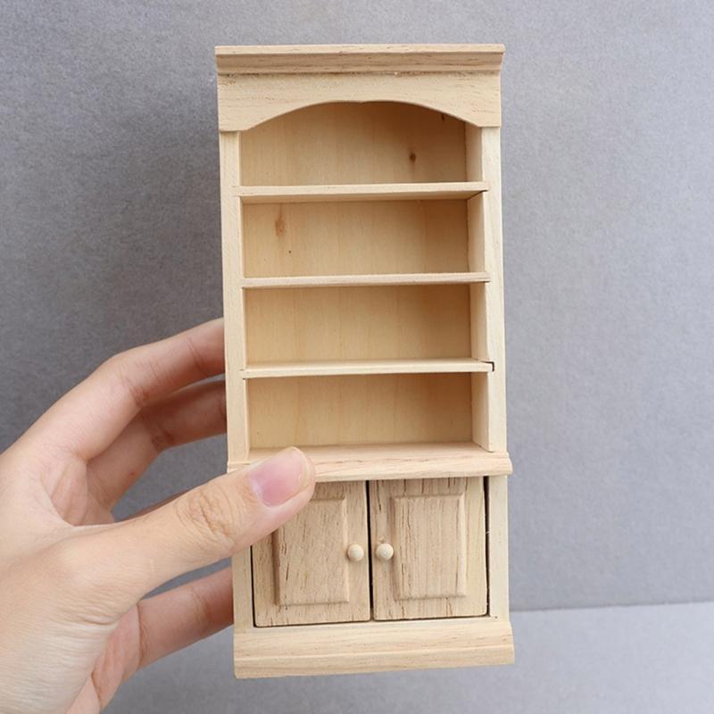 Unpainted Miniature Cabinet 1/12 Scale Doll House Decoration Scene Display Accessories Craft Model Project Furniture