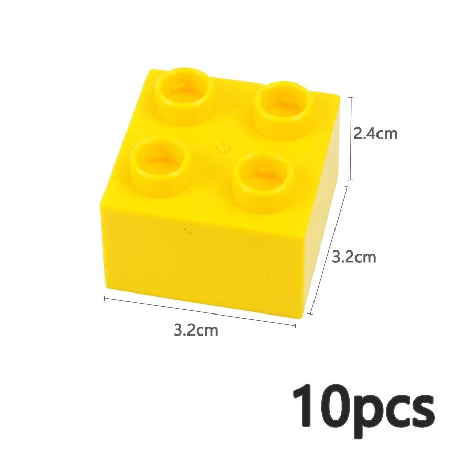 10Pcs 2X2 Dot Big Size Colorful Building Blocks Large Figures Thick Print Brick Toys Educational for Kid Compatible with Duploes