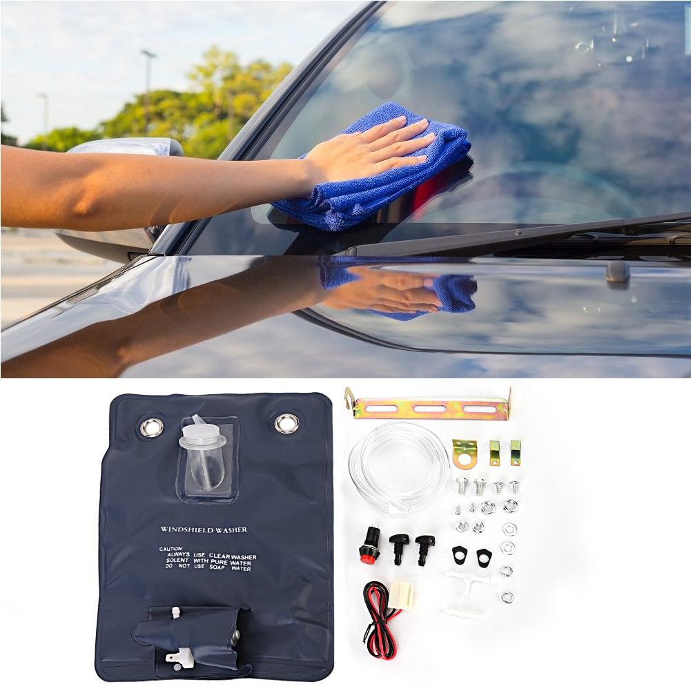 12V Universal Windscreen Washer Pump With Bottle Bag Kit Fit for Classic Car 151286776374