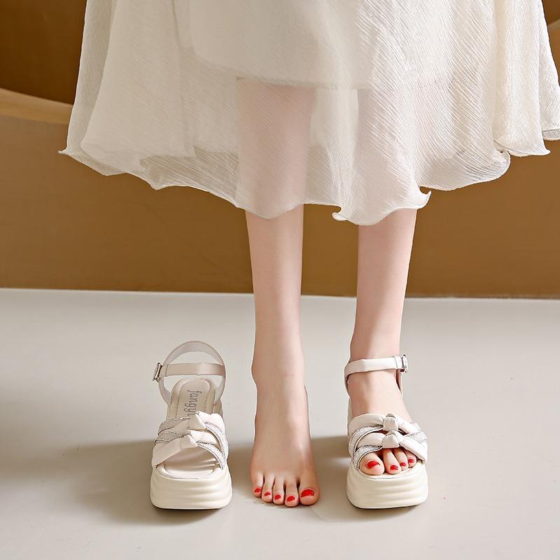 Móda 9CM Rybí ústa Dámské vysoké podpatky Prodyšná síťovina Blokové vysoké podpatky Sandály Dámské Letní Robustní platforma Boty Kancelář Model