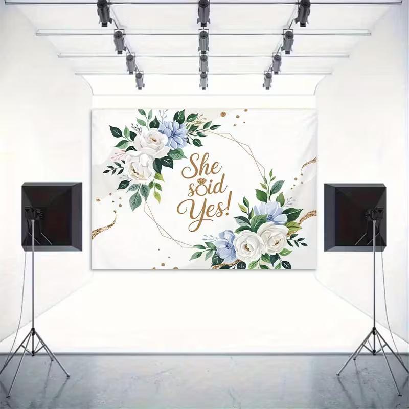 2D She Said Yes Bridal Shower Backdrop Wedding Photography Background 47.2x31.5inch/120*80cm