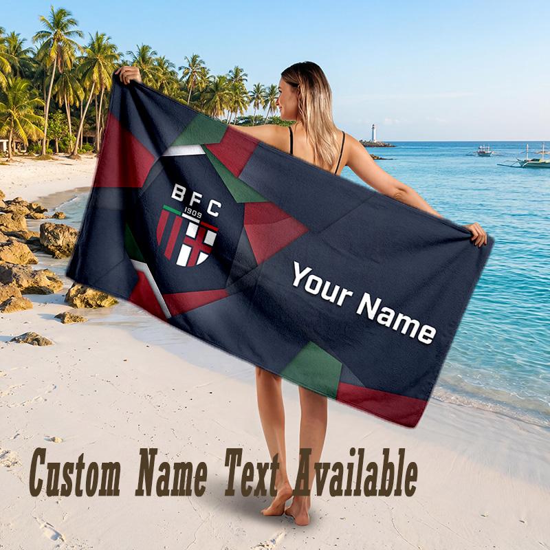 Bologna FC Design Beach Towel Custom Text Large Towel for Beach Vacation