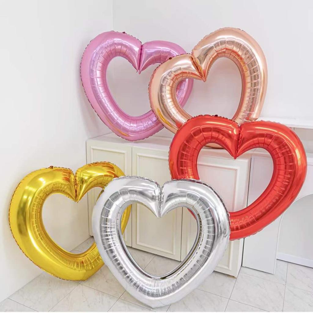Große hohle Herz-Ballons aus Aluminiumfolie Hochzeitsfeier Valentinstagsdekorationen Schaufenster-Arrangements