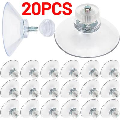 20/5PCS Transparent Suction Cups with Screw Nut Suction Cup Hook Strong PVC Sucke Pad Holder for Bathroom Wall Window Car Glass