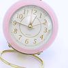Small Round Clock Circular Base Mute Corrosion Resistance Quartz Bedside Alarm Clock with Night Light for Bedroom