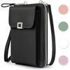 Umhängetasche für Damen, PU-Leder Handytasche, Wasserdichte Crossbody Handytasche mit Langem Riemen Reißverschluss Kartenfach