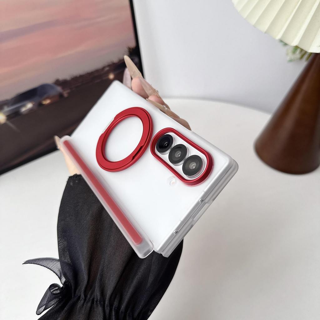 Samsung Z Fold7 Magnetic Phone Case with Mirror Shield & Rotating Stand with Front Frame Protection