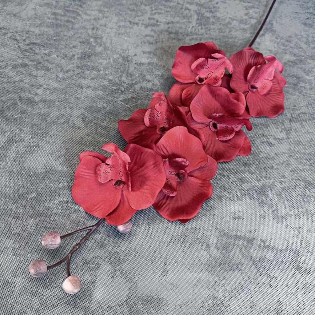 6 Heads Artificial Phalaenopsis Orchid Flower, Handmade Realistic Faux Fake Floral Design, For Home Wedding Hotel Decoration