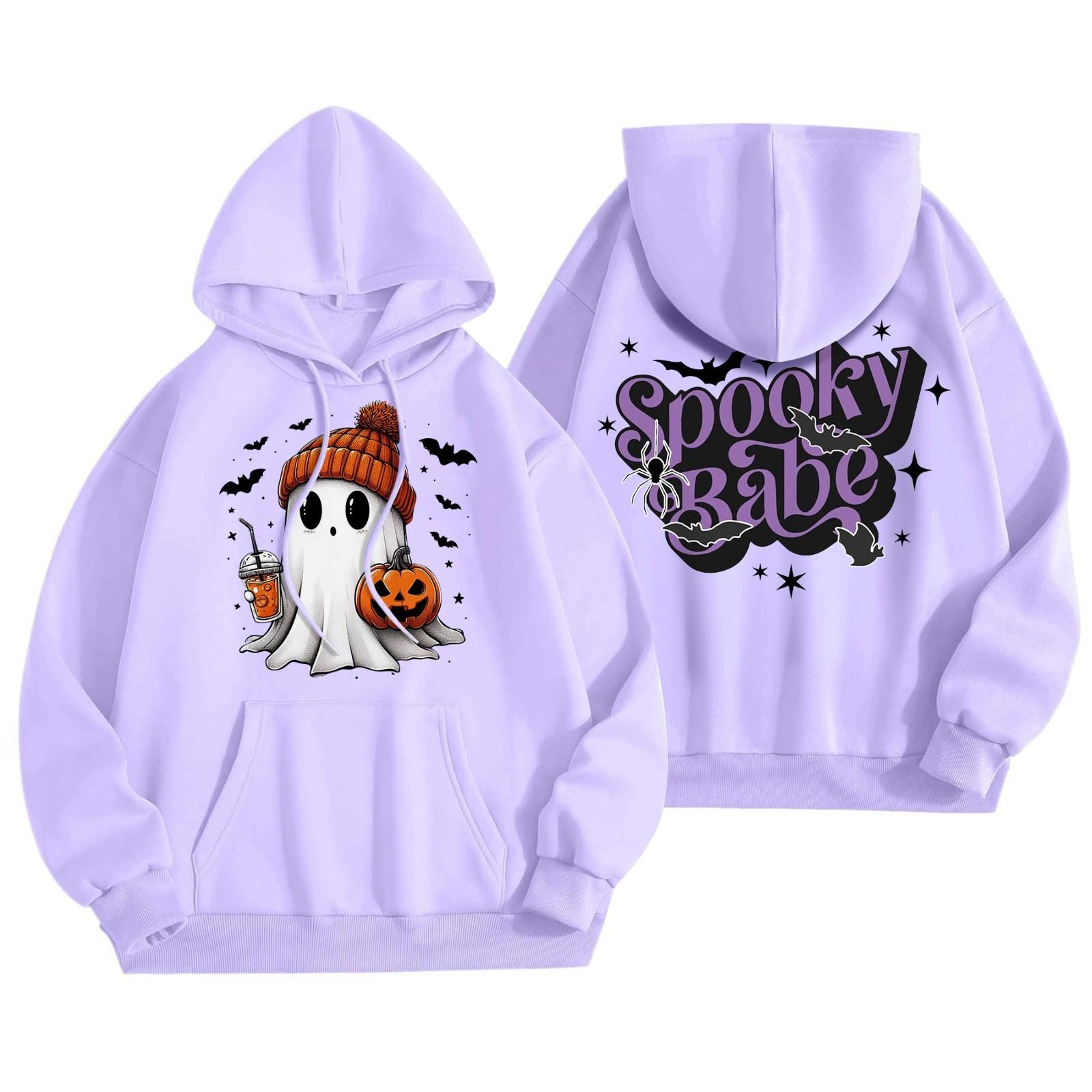 

Женская мода, легкий женский свитер с длинными рукавами и карманами, толстовка с капюшоном на Хэллоуин M