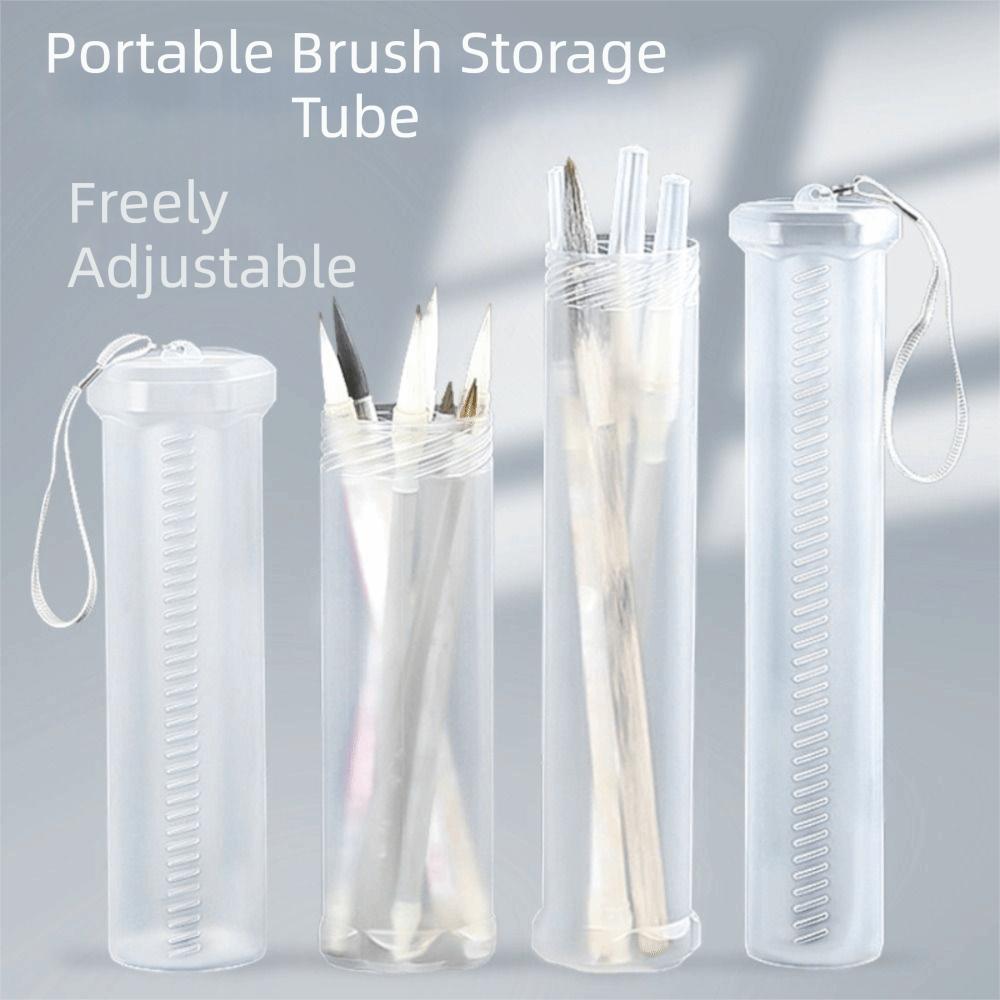 Adjustable Height Telescopic Pen Holder Transparent Cylinder Brush Storage Pen Organizer