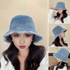 Women Bucket Hat Sun Protection Anti-UV Wide Brim Ripped Edge Flat Top Foldable Retro Windproof Breathable Outdoor Camping Fishing Sun Cap