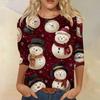 Women's Fashionable Casual Three-Quarter Sleeve Halloween Print Round Neck Top