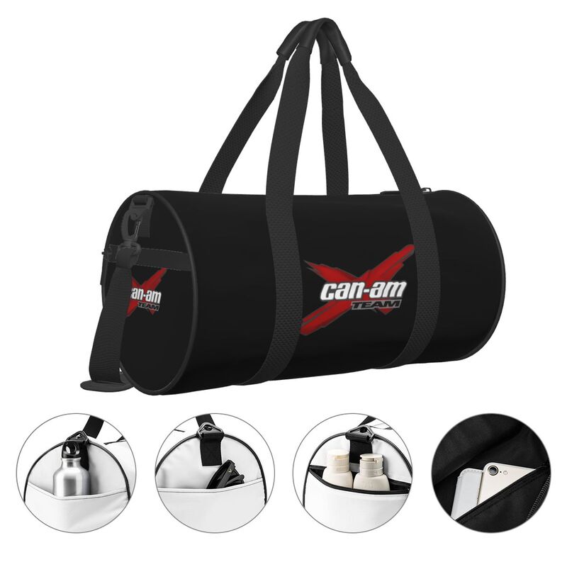 Can Am Team Print Runde Reise-Duffelbags Unisex Faltbare Gepäcktasche Sport-Fitnessstudio-Yoga-Tasche mit Schuhfach Nasses Fach