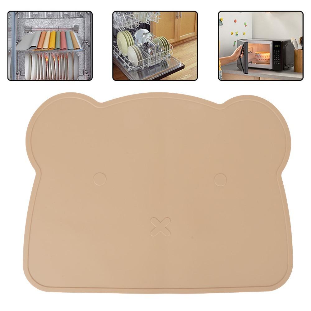 

Oil Resist Bear Placemat Water Proof Dining Pad Portable Table Protector Daily Meal Use коричневий