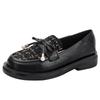Kleine Lederschuhe Damenstil neue Slipper flache Schleife einzelne Schuhe große Größe 41-43