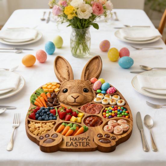 Drewniana deska do serwowania wędlin i serów ze zwierzętami i przegródkami Styl wiejski Królik Krowa szkocka Koń Orzeł Ser Przekąski Taca do serwowania Talerz na przystawki