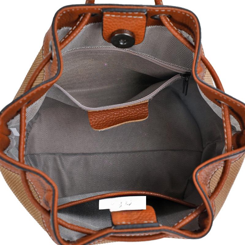 New Hand-held Crossbody Canvas Bucket Bag Drawstring Buckle Large Capacity High-end Niche Shoulder Bag for Women