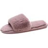 Cozy Plush Cotton Slippers for Women - Indoor Autumn/Winter Open Toe, One-Strap, Flat Bottom, Plus Size