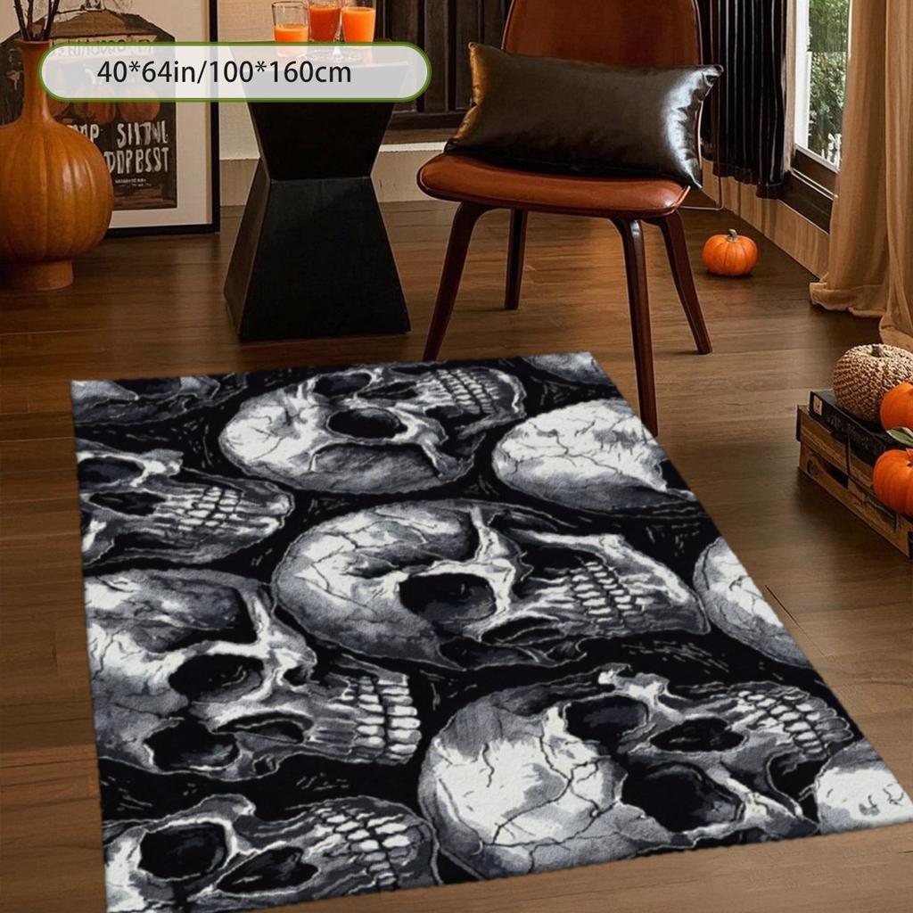 2D Fashion Halloween Print Decor Rug, Versatile Mat for Living Room, Sofa Side, Bedroom, Bedside, Entryway, Dining Room