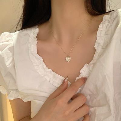 Korean Style Is Fashionable Temperament Imitation Cat's Eye Love Pendant Necklace, Women's New Collarbone Chain Chokr