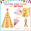 Pastel Birthday Party Hats For Kids Glitter Powder Rainbow Cone Kids Hats Pastel Rainbow Themed Paper Ha-Ts