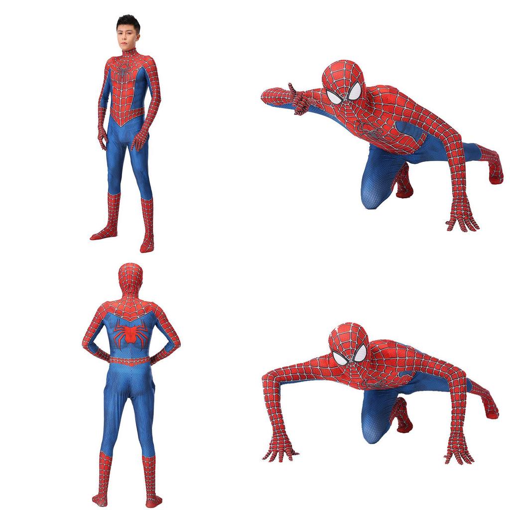 Tuta Zentai di Alta Qualità di Spiderman Raimi Con Cerniera Posteriore Nascosta e Occhi Trasparenti
