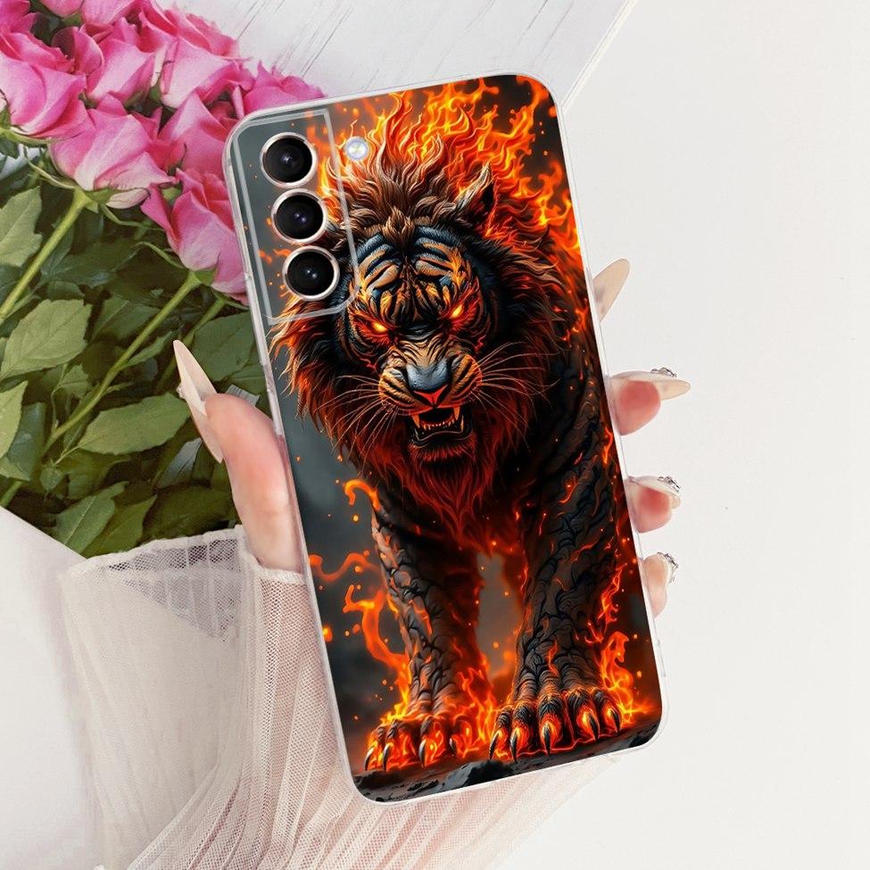 Clear For Samsung S21 Plus Case SM-G996B Aesthetic Luxury Cute Fashion Flower Funny Painted Casing For Samsung Galaxy S21+ Cover