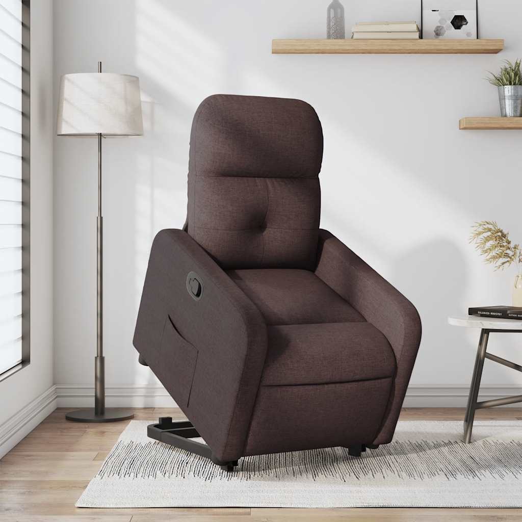 Recliner with Rising Function Dark Brown Fabric