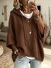 European and American Women's Hooded Knit Drawstring Sweatshirt Sweater - New Style Loose Woolen Outerwear 2026