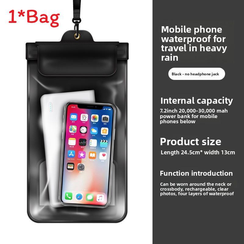 Waterproof Phone Case For Diving And Beach Use Transparent Pvc Material For Adults чёрный