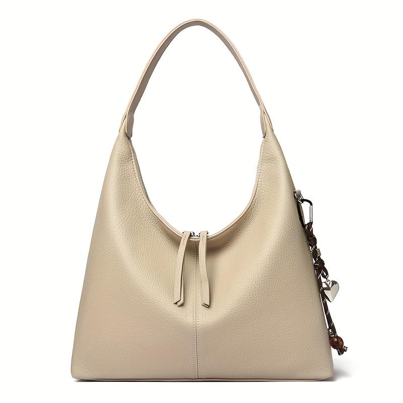 Women's Elegant Large Capacity Tote Handbag Leather Hobo Bag with Decorative Metal Chain for Women Minimalist Shoulder Bag
