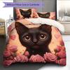 Pink Bombay Cat Pattern Bedding Home Decoration Birthday Gift (1 * Duvet Cover + 2 * Pillowcase, Without Core)