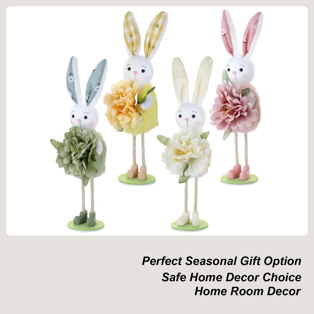 Easter Standing Bunny Figurines Cute Standing Rabbit Spring Flower Home Decor Living Room Ornament Kids Gift Flower Decoration
