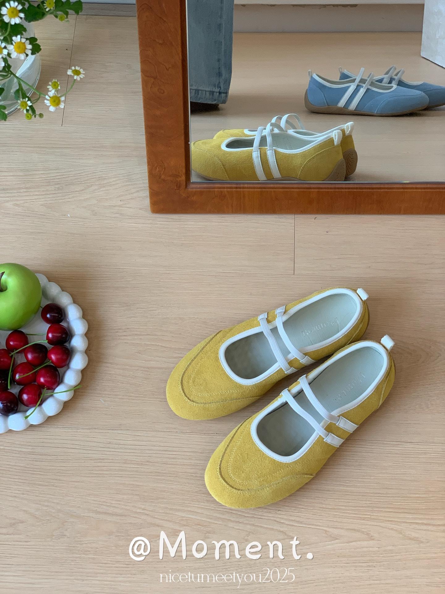 

Round head versatile flat bottom Mary Jane single shoes women s new spring and autumn shallow mouth retro soft sole Doudou shoes 35 жёлтый