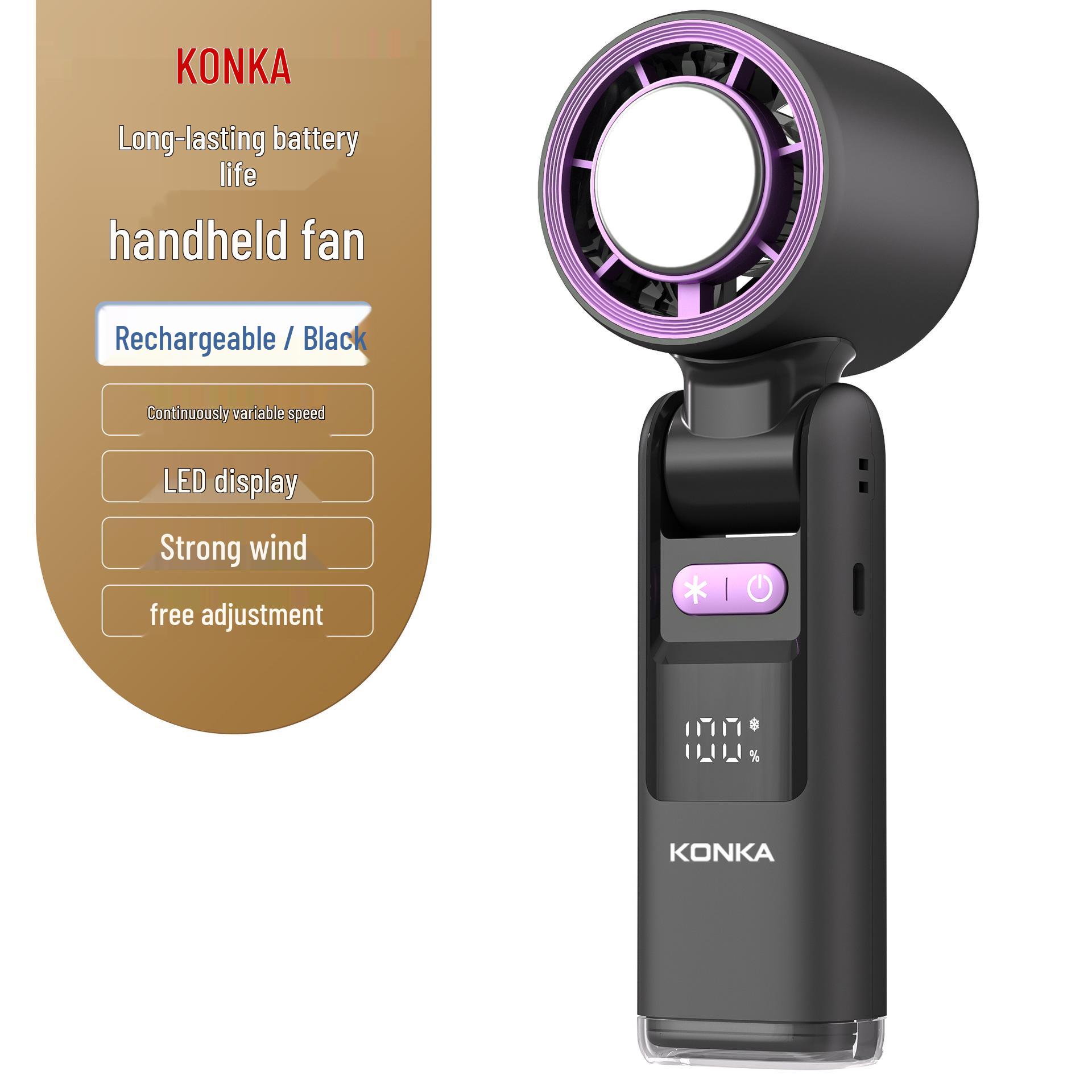 Konka Leafless Handheld Cooling Fan, Ultra-High-Speed, 100 Adjustable Speeds, Portable & Foldable Design 185*65*60mm