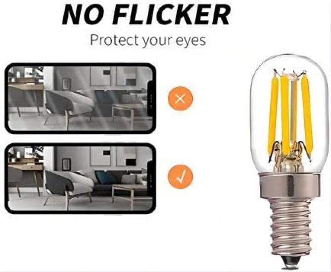 5-Pack LED Filament Bulbs T20 2W 240LM E12 Base 2200K Warm White Retro Edison Clear Glass Small Bulb, Omnidirectional, Not Dimmable (2)