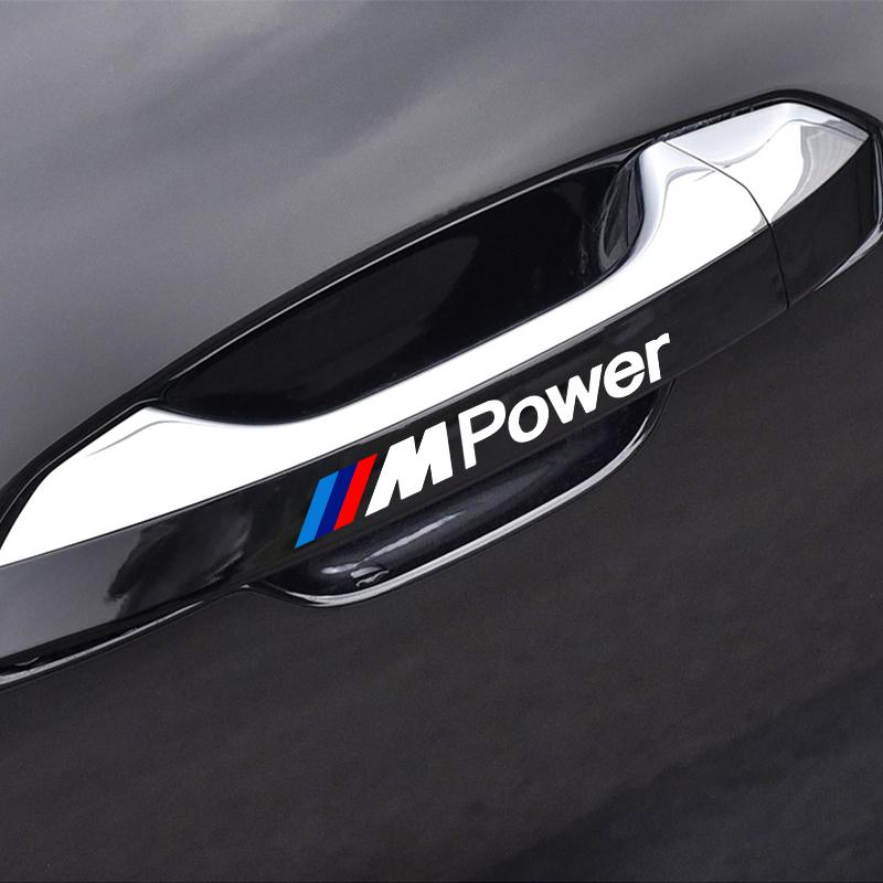 4Pcs Car Door Handle Stickers Tire Rear View Mirror Decals For BMW M E34 E36 E60 E90 E46 E39 E70 F10 F20 F30 X5 X6 X1 M3 M5 M6 E71 F01 F02 F87