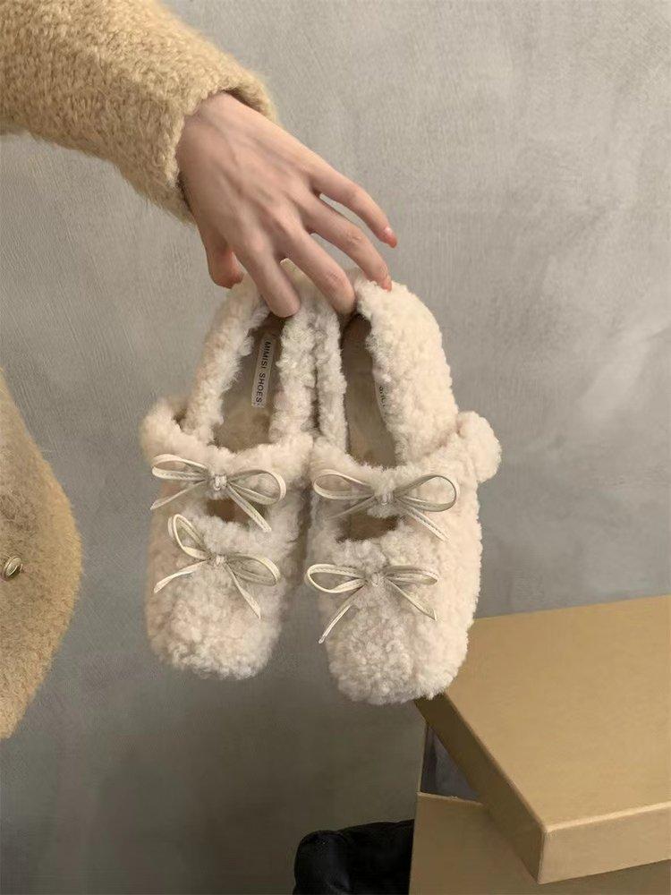 Inner heightening lamb wool shoes women's winter wear 2025 new Korean version fairy style gentle velvet Mary Jane single shoes