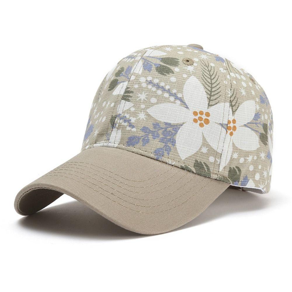 New Flower Print Sunscreen Hat Adjustable Spring Summer Casual Cap Outdoor Female Sun Visors