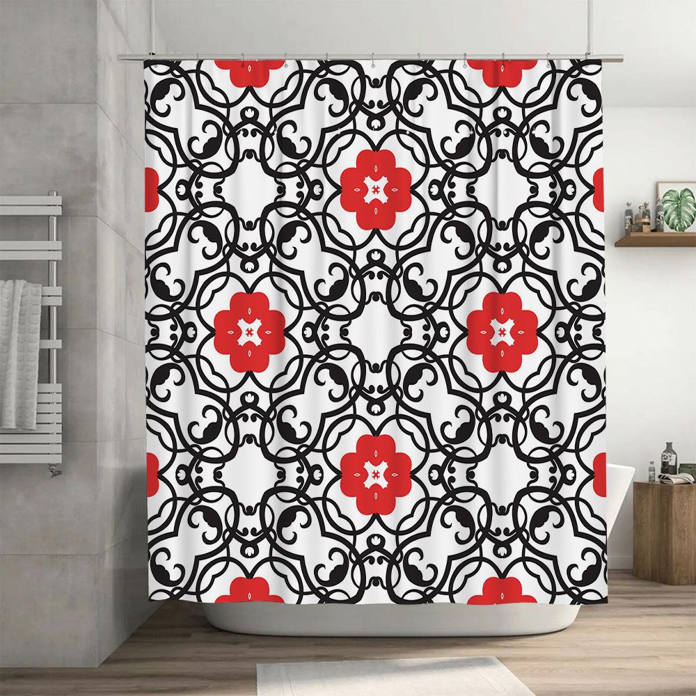 Elegant Floral Shower Curtain Rustic Boho Style with Peacock Design 3D Printed Waterproof Bath Mat Set for Bathroom Decoration