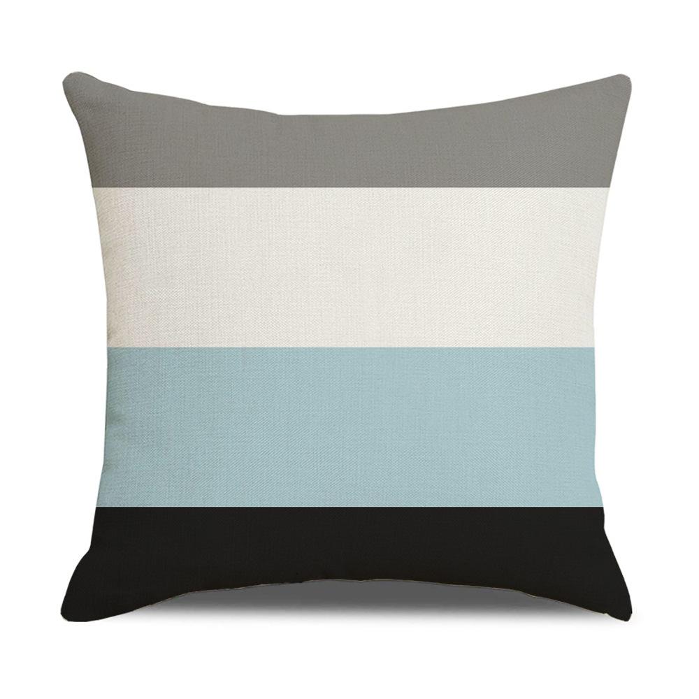 Nordic Simple Pillow Ins Blue Geometric Linen Cotton and Linen Sofa Car Polyester and Linen Pillow Cushion Cover
