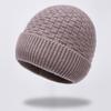 Autumn and winter new pure wool knitted hat warm hat men's fleece thickened adult hat men's cold hat