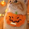 Halloween Pet Bib for Cats and Dogs, Gold Knit Pumpkin Design, Cute Funny Holiday Accessory