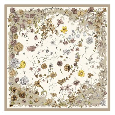 POBING Silk Scarf Women Large Shawls Flowers Printed Stoles Square Bandana Luxury Kerchief Hijab Scarf Female Foulards 130CM
