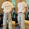 2026 Hot Sale Men Short Sleeve T‑Shirt Philadelphia City Letter Print Tee Front Back Pattern Casual Loose Fit Tops Daily Streetwear for Men