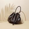 Summer Niche Top-grain Leather Shell Bag, Drawstring Drawstring, Single-shoulder Crossbody Handbag, Underarm Bag