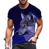 T-Shirt mit 3D-Buchstabendruck für Herren, Tier-T-Shirts, Wolf, große Größe, kurzärmelig, lässiges Oberteil für Herren