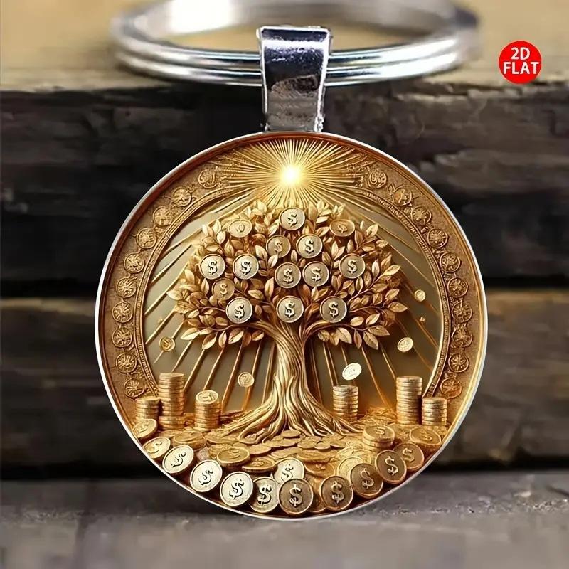 

1/2 шт. Модный 2D Брелок-ключница с узором Денежное дерево и Камень времени Для женщин Мужчин Изысканный Подвеска Брелок Декор для сумки Аксессуары Подарок A2