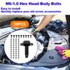 50Pcs M6-1.0 Hex Head Body Bolts Bumper Fender Splash Shield Under Cover Hood,M6 Bolt,Hex Bolts,10Mm Bolt,20Mm Washer