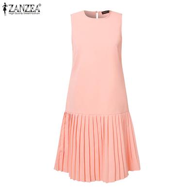 Damen ärmelloses Sommer-Party-beiläufiges plissiertes A-Linien-Kleid